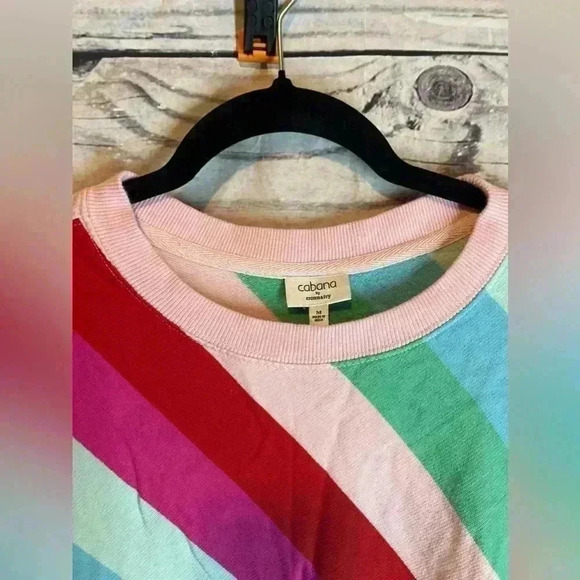 Cabana by crown and ivy long sleeve pullover crewneck striped sweater - Picture 4 of 7